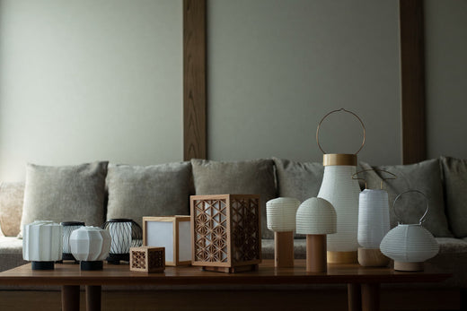 Variety of Japanese Lamps on a wood table