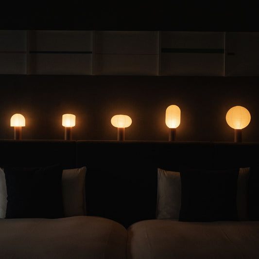 Japanese Paper Table Lamp "TORCHIN" in Japandi Bedroom