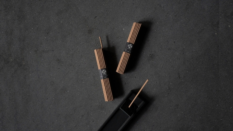 Mother's Day gift set featuring Japanese hinoki and hiba scented incense sticks with an incense holder.