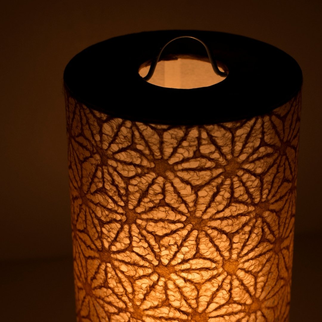 Japanese Paper Table Lamp "Lace Washi" Brown – Stylish Bedside Table Lamp with Gentle Light, Unique Design Paper Lamp