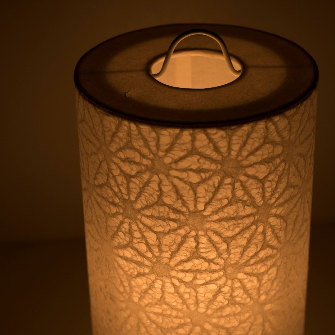 Japanese Paper Table Lamp "Lace Washi" White – Soft Ambient Lighting from Unique Handmade Washi Lamp, Ideal Bedside Table Lamp