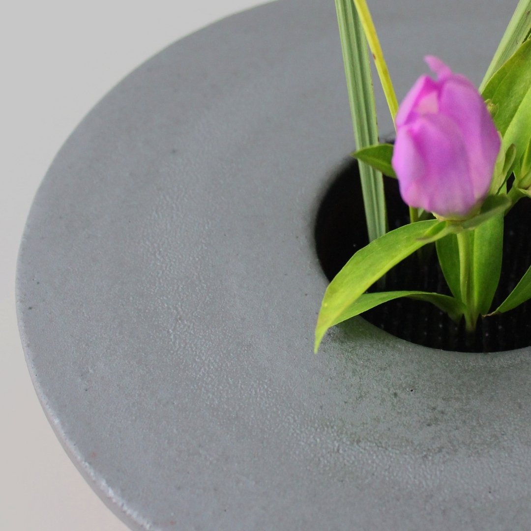 Close-up Ikebana Flower in Japanese Ikebana Vase Kenzan - rei maru for Refined Flower Arrangements