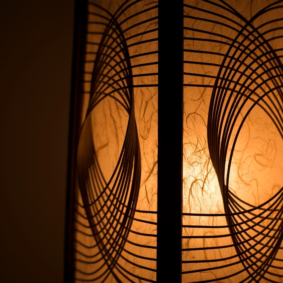 Japanese Bamboo Floor Lamp "Sunlight"– Bamboo Standing Lamp Creating Dramatic Patterns, Elegant Lamp for Living rooms