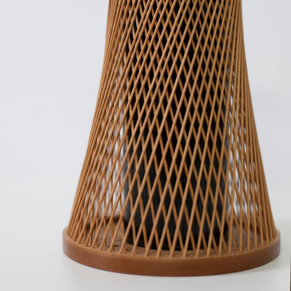 Japanese Bamboo Flower Vase 'Kanon'—a warm brown bamboo vase, expertly woven, perfect for Japandi-style interiors