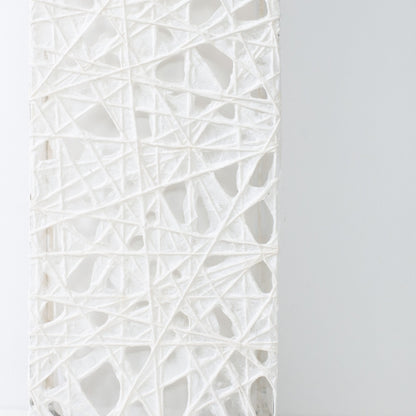 Close-up of white Japanese paper floor lamp ME-LOOK 01, Melook washi web texture detail