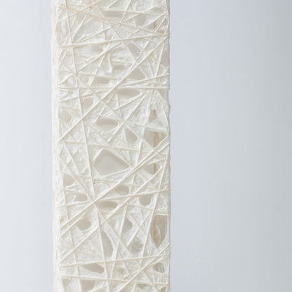 Close-up of white Japanese paper floor lamp ME-LOOK 02, Melook washi web texture detail