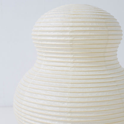 Close-up of Japanese paper floor lamps "paper moon 02" – wabi sabi sculptural Mino Washi lamp