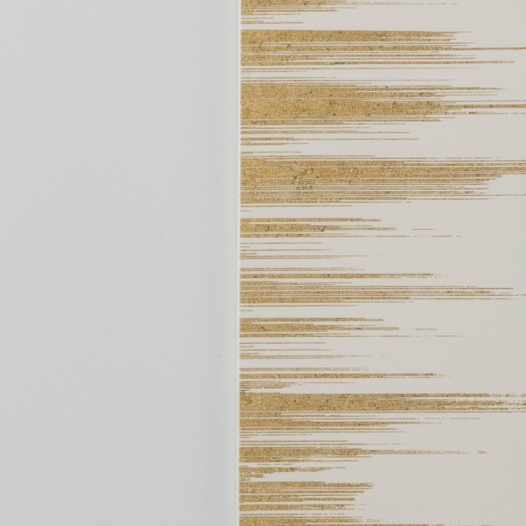 Close-up of Japanese wall art Kushibiki white – wabi sabi brass foil Japanese wall decor