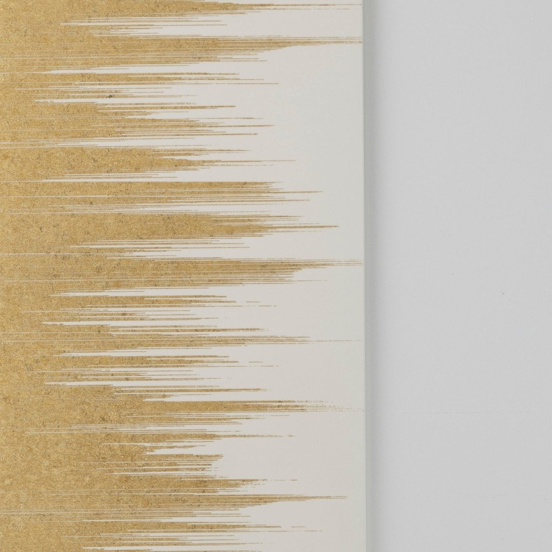 Close-up of Japanese wall art Kushibiki white large – elegant brass line Japanese wall decor