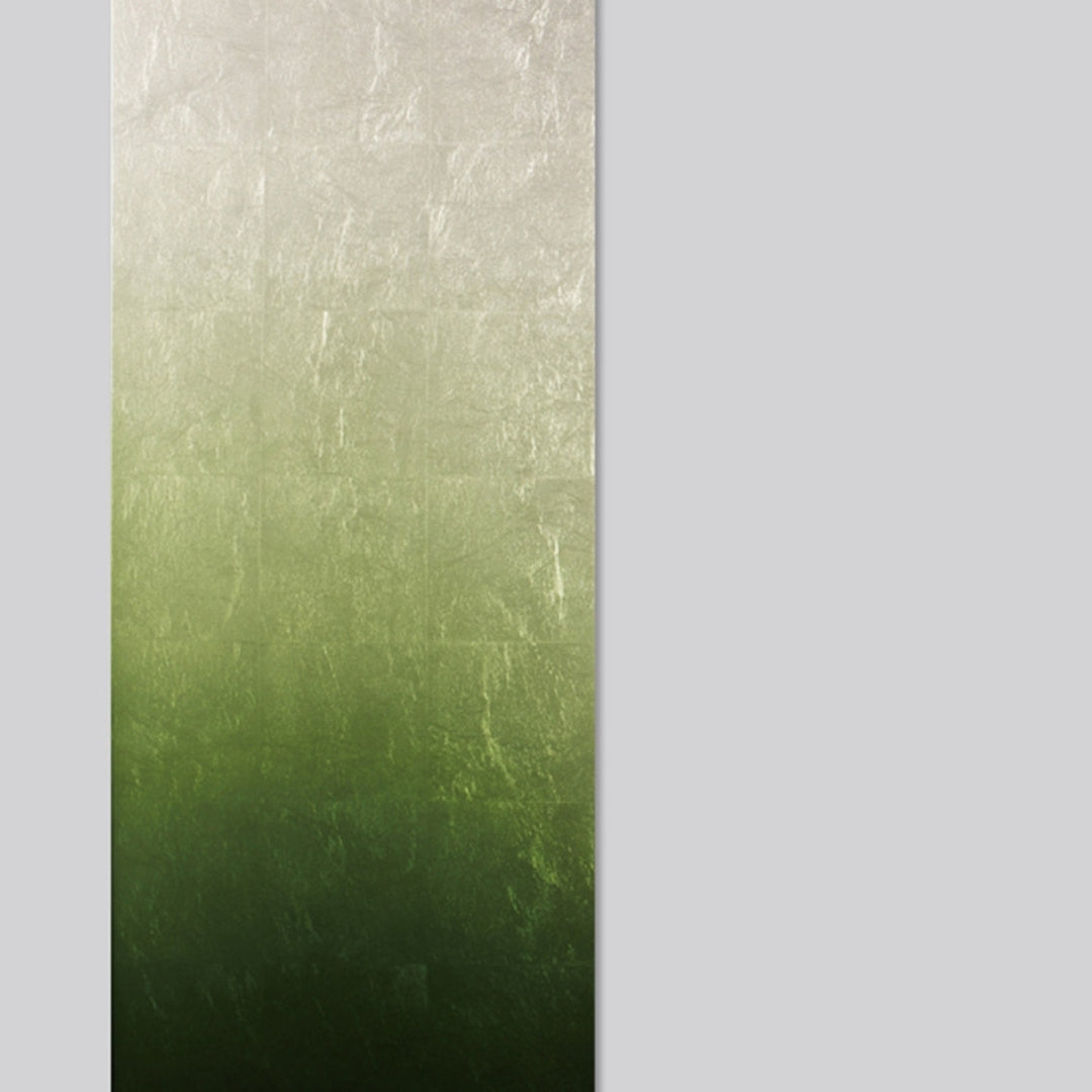 Close-up of Japanese wall art panel Suiryoku – wabi sabi wall art with silver green hues