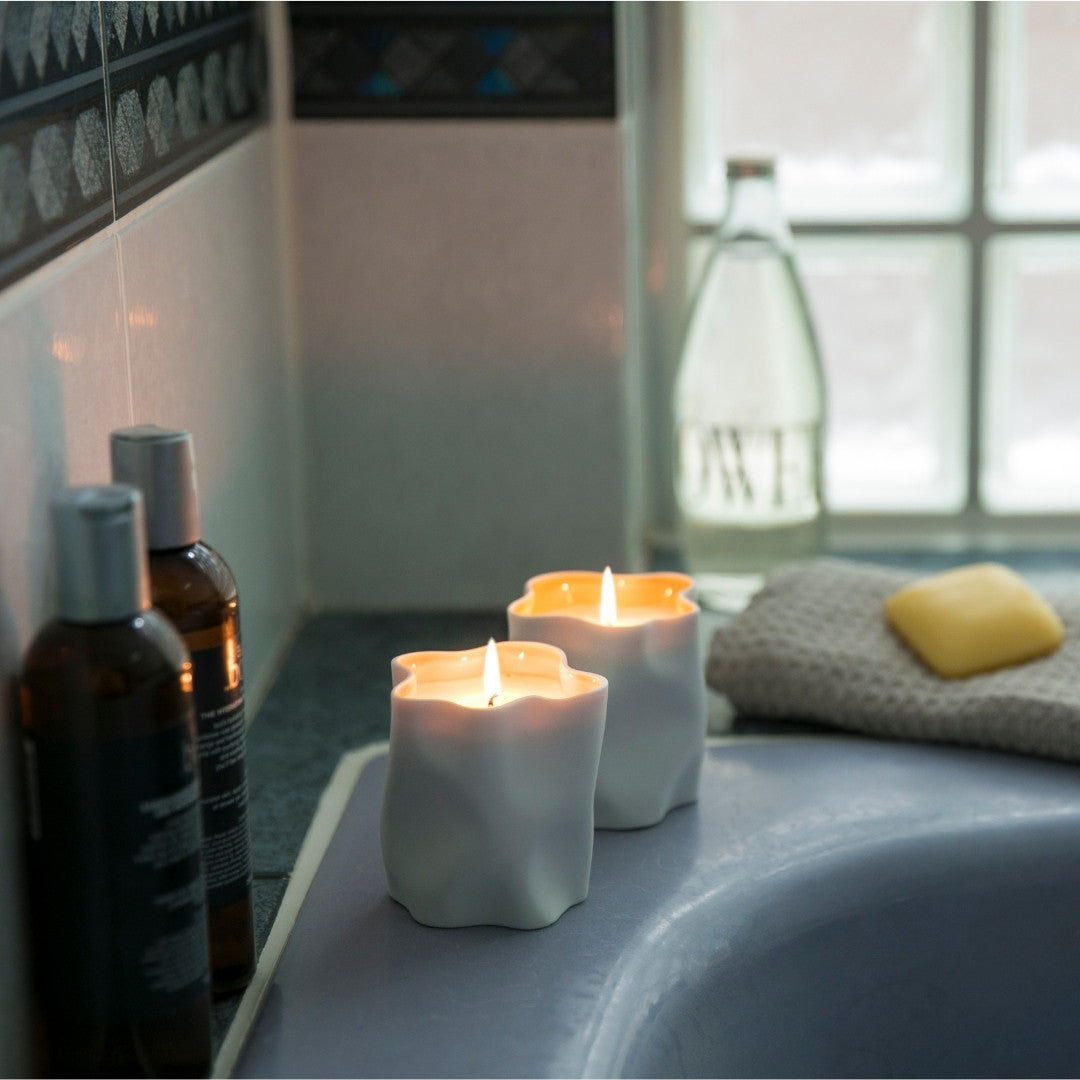 KITCHIBE Japanese candle in ceramic vessel, Japandi interior with wabi sabi style and organic fragrance