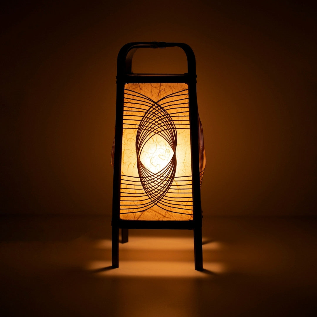 Japanese Bamboo Floor Lamp "Sunlight" illuminating a dark room - Unique Bamboo Lamp for Cozy Living room & Bedroom