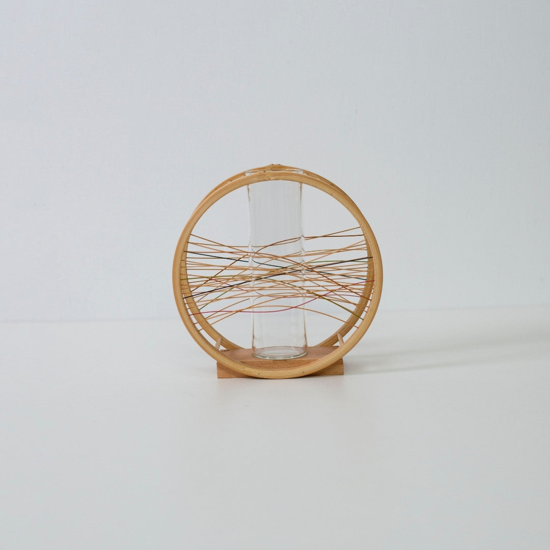 Japanese Bamboo Ikebana Vase “Flowing Wind” – Wabi-Sabi flower vase for Japandi style room & ikebana flower arrangement