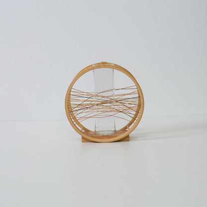 Japanese Bamboo Ikebana Vase “Flowing Wind” – Wabi-Sabi flower vase for Japandi style room & ikebana flower arrangement