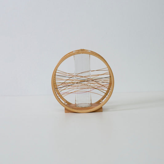 Japanese Bamboo Ikebana Vase “Flowing Wind” – Wabi-Sabi flower vase for Japandi style room & ikebana flower arrangement