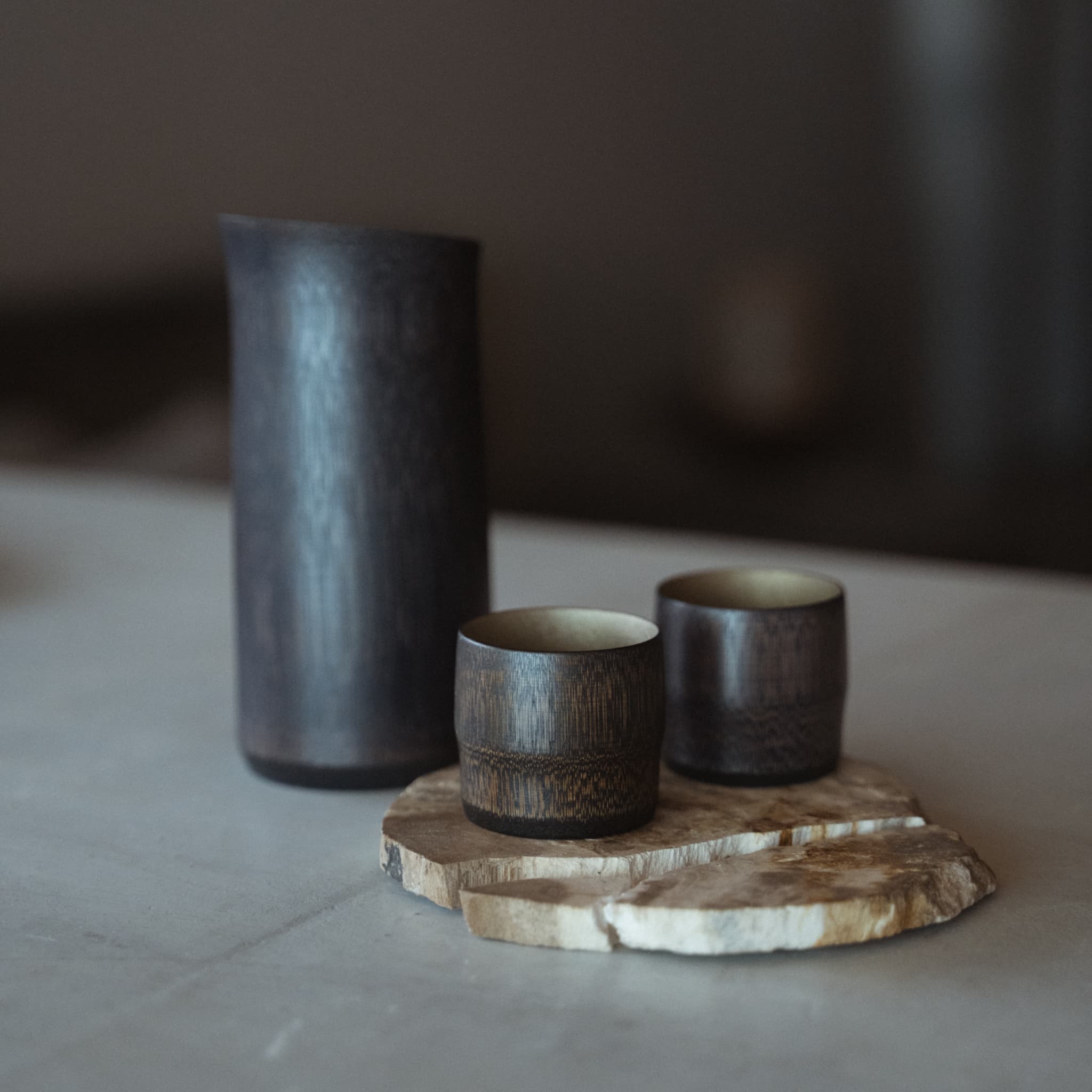 Japanese Bamboo Sake Set Black made by Kyoto Craftsmanship