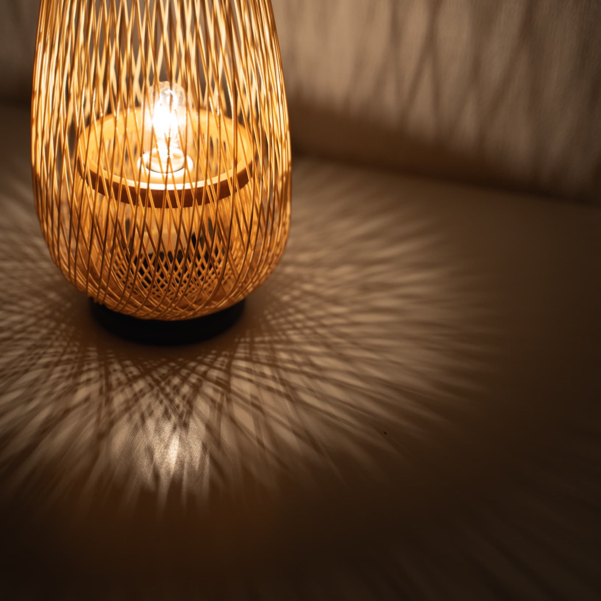 Japanese Bamboo Table Lamp and Shadow