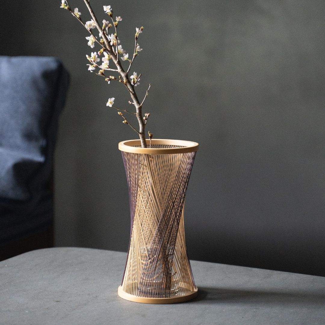 Japanese Bamboo Lamp "Fleeting Moment" in a Japandi living room