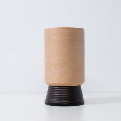 Handmade Japanese table lamp with beechwood cylinder shade, ideal wood light lamp for home decor.