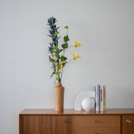 Japanese Cedar Ikebana Vase Natural Wood 02 | Handmade Japanese Vase for Ikebana Flower Arrangement