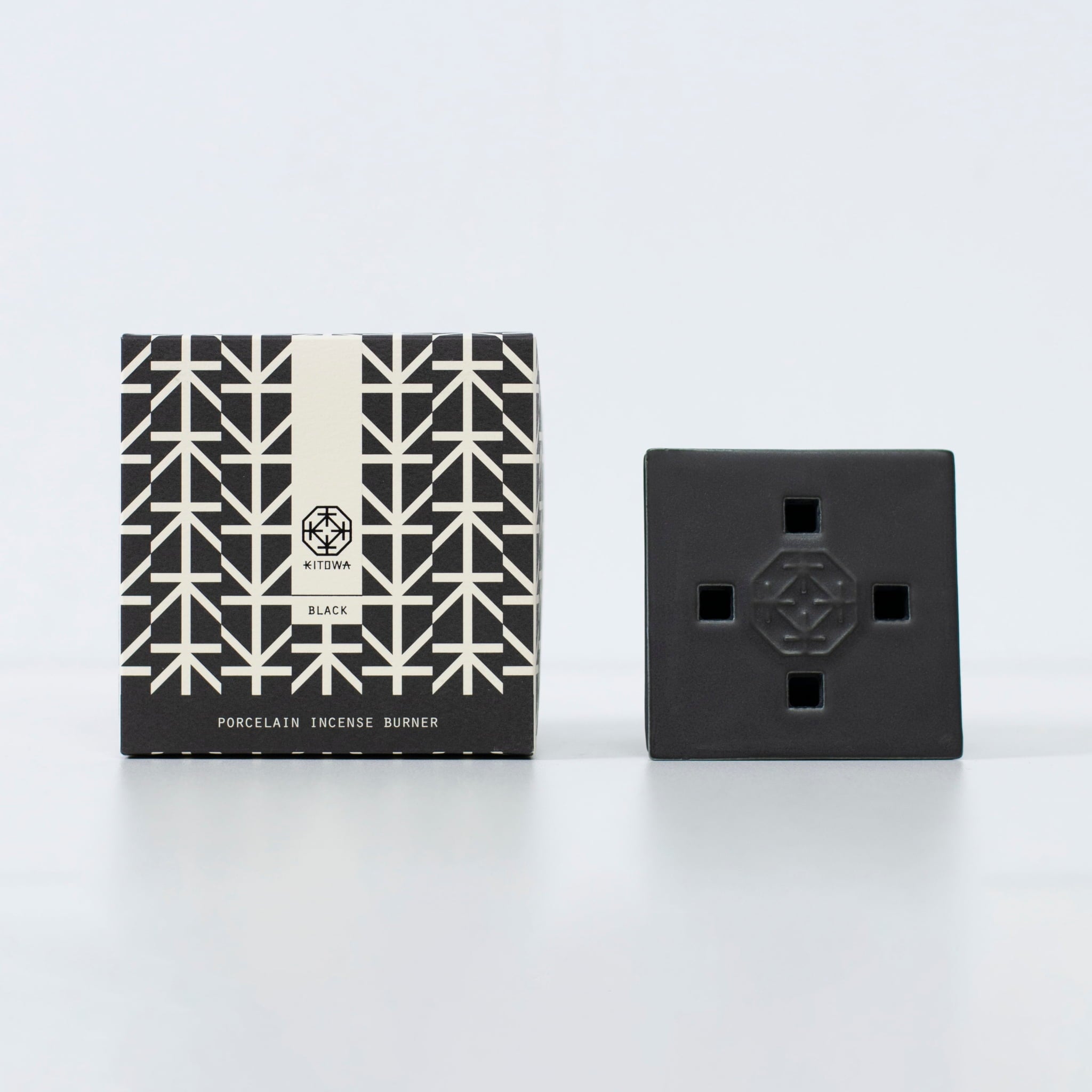 PORCELAIN INCENSE BURNER BLACK - Handcrafted ceramic incense holder with wabi-sabi aesthetic for Japandi style room