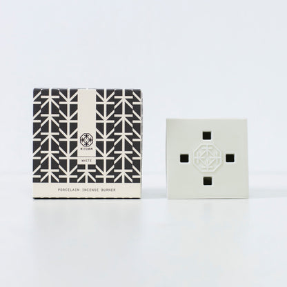 PORCELAIN INCENSE BURNER WHITE - Handcrafted ceramic incense holder with wabi-sabi aesthetic for Japandi style room