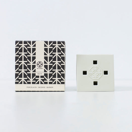 PORCELAIN INCENSE BURNER WHITE - Handcrafted ceramic incense holder with wabi-sabi aesthetic for Japandi style room