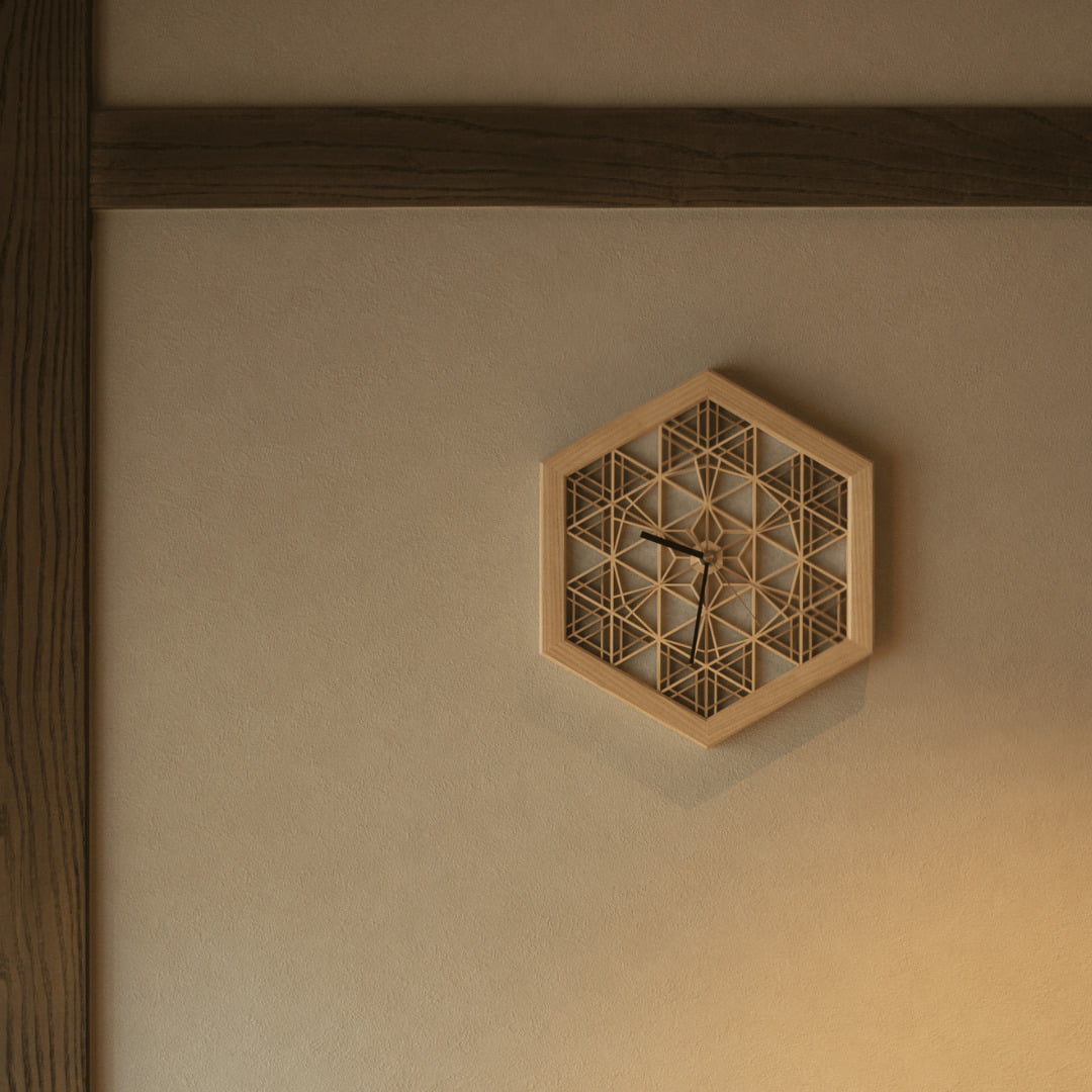 Japanese_Kumiko_Clock_on_A_Wall_of_Japandi_Living_Room