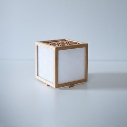 Japanese Kumiko Lamp Shade "Asanoha" on A White Table