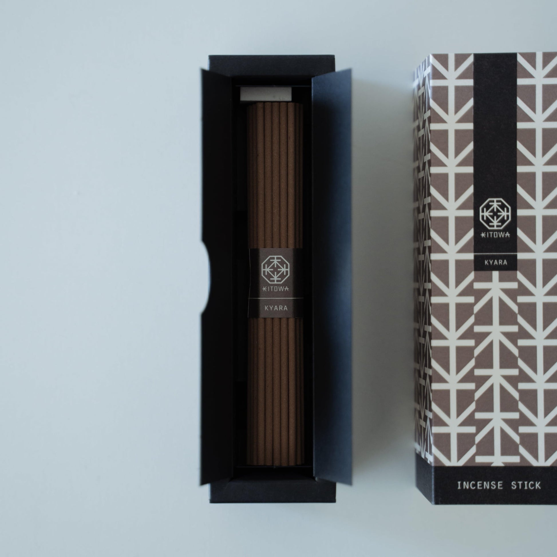 A package of fragrant Hinoki wood incense sticks in a minimalist design.