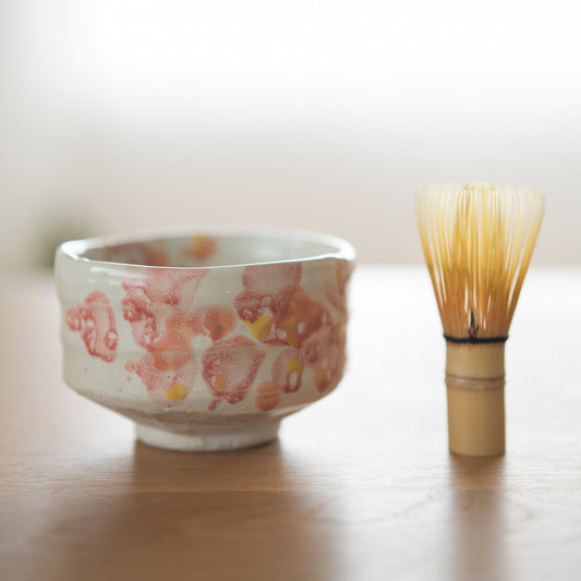 Shino ware Japanese matcha bowl “Flower” | Handcrafted chawan bowl evoking spring flowers