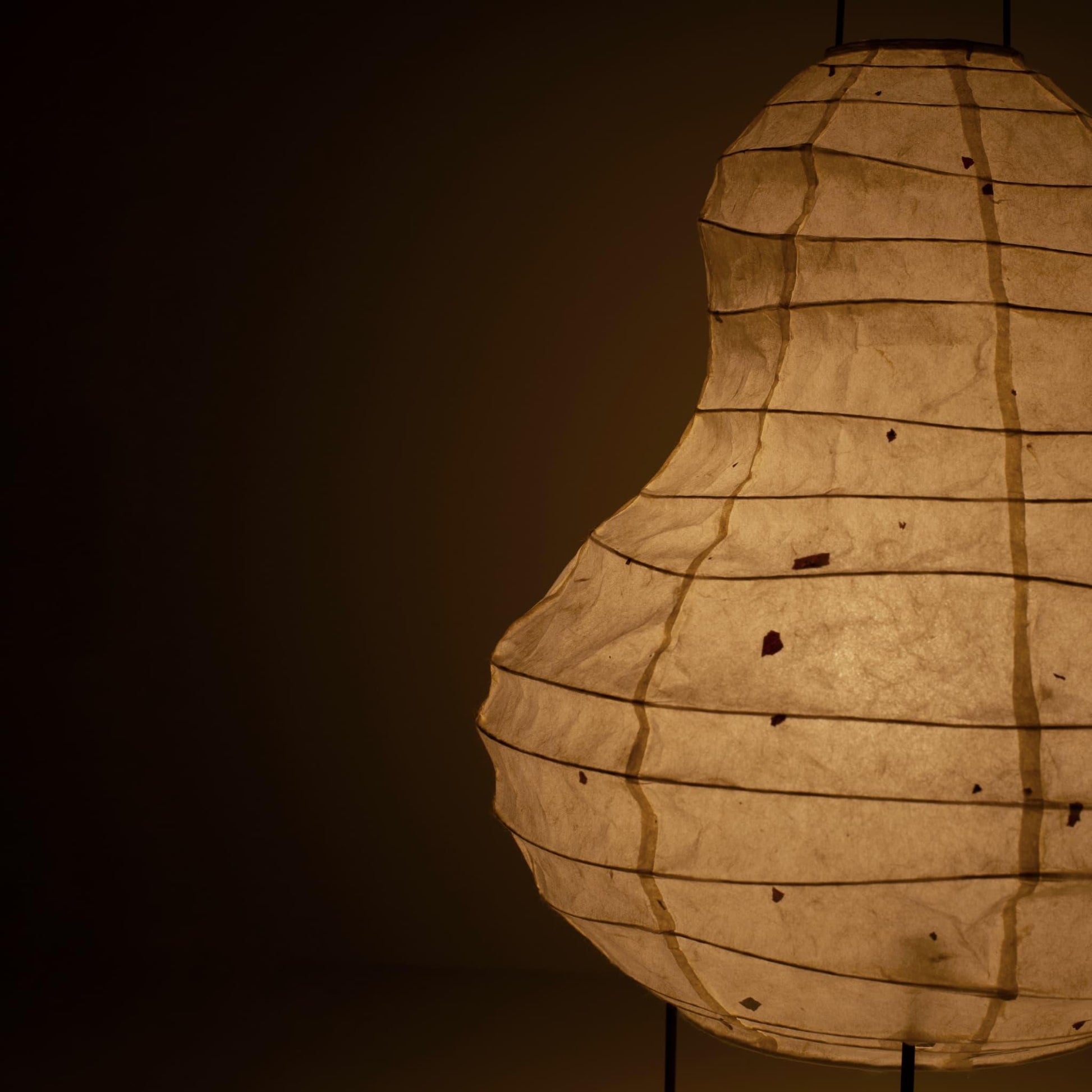 Bean-shaped paper floor lamp made with Gifu lantern techniques and Mino washi paper from Gifu, Japan.