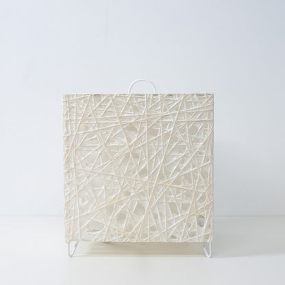 White Japanese paper floor lamp ME-LOOK 03 by Hayashi Kogei, cube Japanese floor lamp