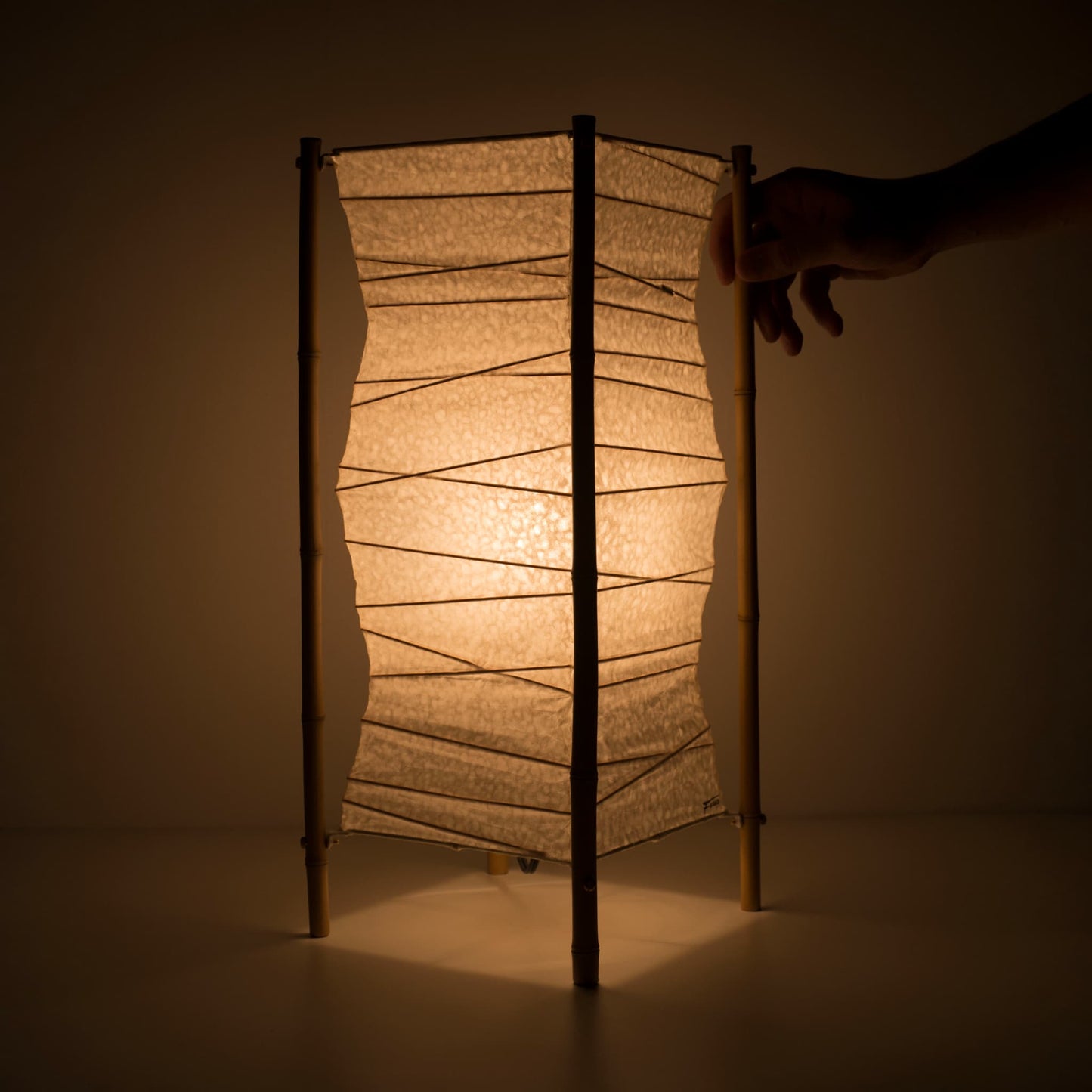 Japanese Paper Floor Lamp Nippon 02 with A Hand