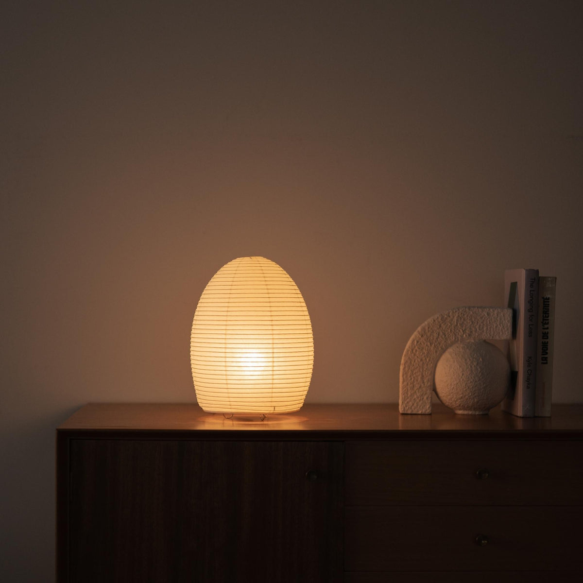 Japanese Paper Floor Lamp Paper Moon 01 – Warm Washi Glow for Japandi Bedroom Lighting