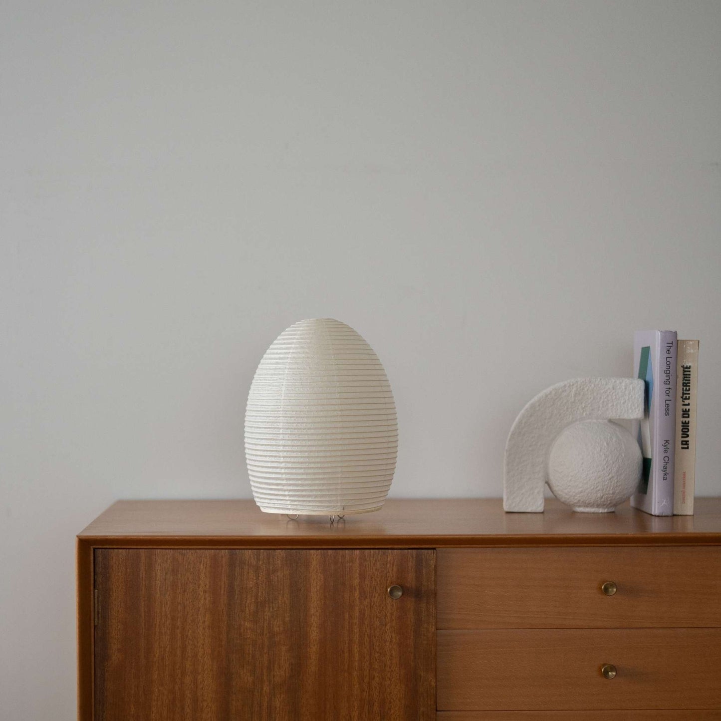 Japanese Paper Floor Lamp Paper Moon 01 – Egg-Shaped Washi Lamp for Japandi Living Room