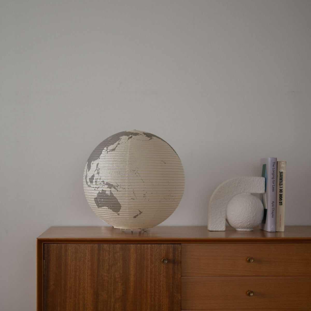 Japanese Paper Floor Lamp Paper Moon 05G – Globe Washi Lamp for Japandi Living Room