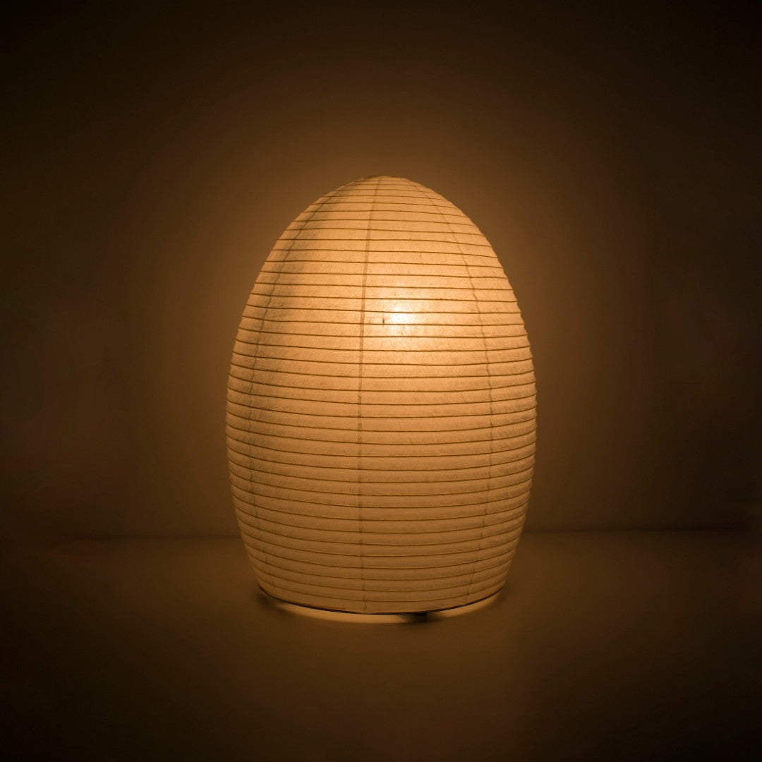 Japanese Paper Floor Lamp "paper moon 11" illuminating a dark room, Traditional Washi Lamp for Cozy Living room