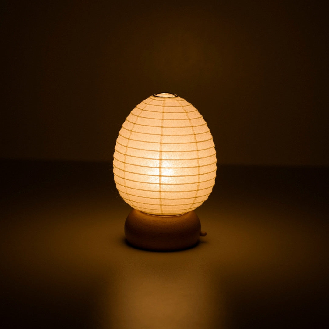 Japanese Paper Table Lamp "Mini Egg" – Soft Glow Paper Bedside Lamp for a Relaxing Space