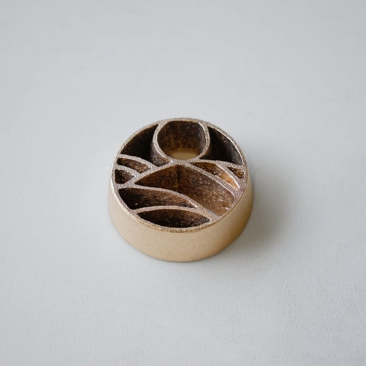 Japanese Pinless Kenzan "the earth" handcrafted bronze for ikebana and Japanese vases