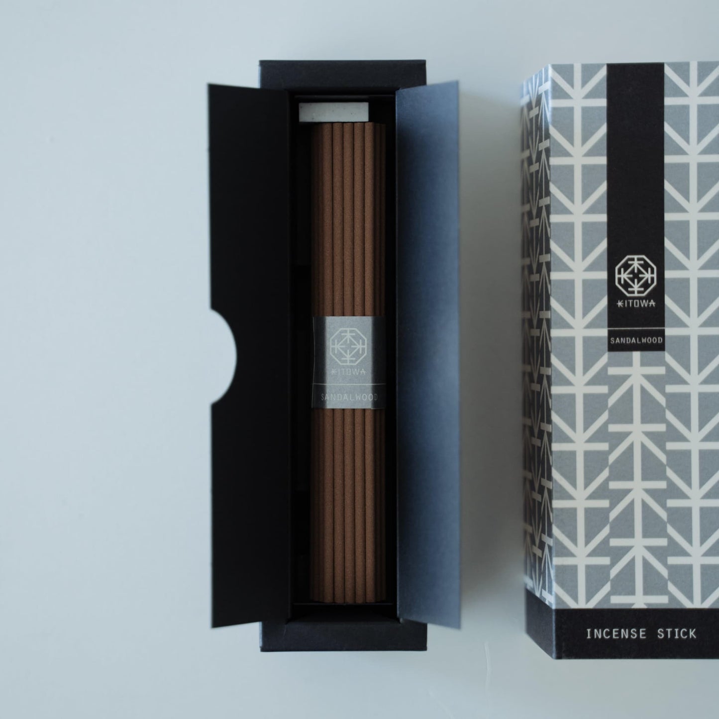 A package of fragrant Sandalwood incense sticks in a minimalist design.