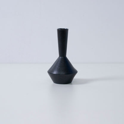 Black Japanese single flower vase “Frustum” – modern Mino ware vase for minimalist ikebana