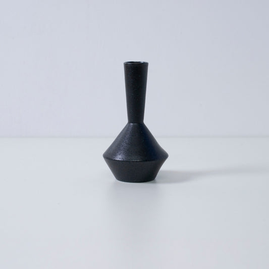 Black Japanese single flower vase “Frustum” – modern Mino ware vase for minimalist ikebana