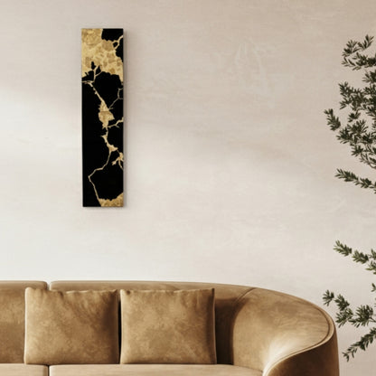 Japanese wall art Kintsugi black small displayed on living room wall – wabi sabi Japanese wall decor