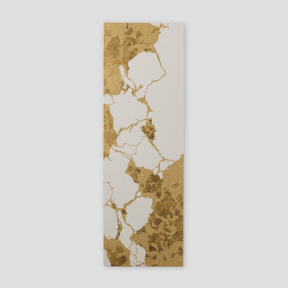 Japanese wall art “Kintsugi” white large – elegant wabi sabi wall decor with gold leaf lines