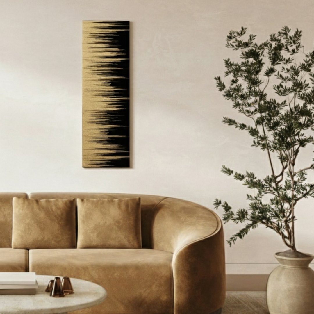 Japanese wall art Kushibiki black large on wall – minimalist wabi sabi Japanese decor