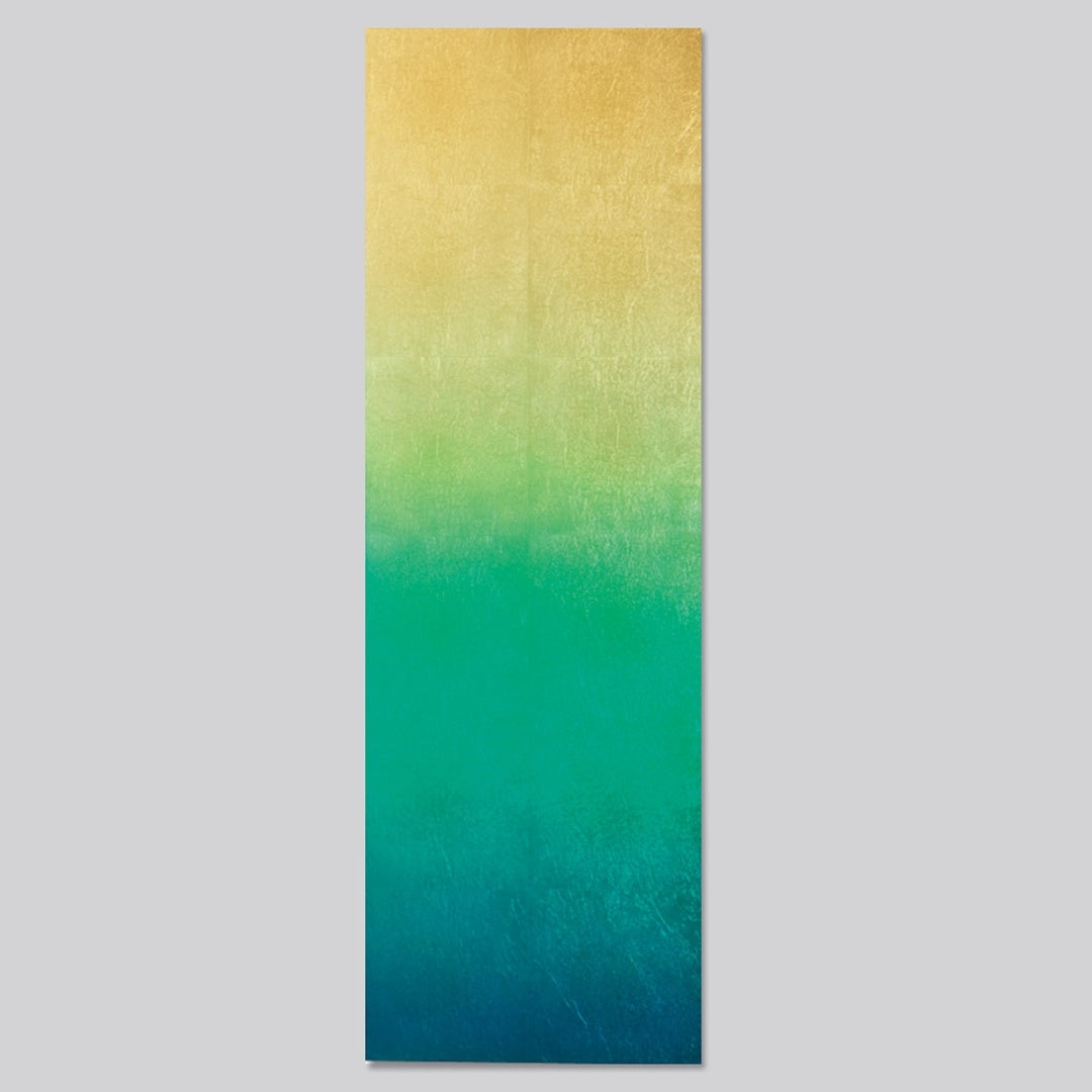 Kinsui L Japanese wall art panel | Japanese wall decor wabi sabi blue green gold leaf art