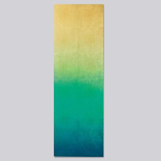 Kinsui L Japanese wall art panel | Japanese wall decor wabi sabi blue green gold leaf art