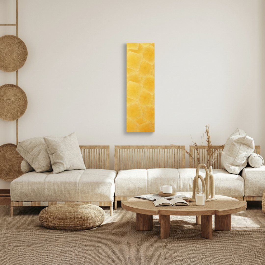 "Ranman" Japanese wall art with amber fumed gold leaf, elegant wabi sabi Japanese wall decor