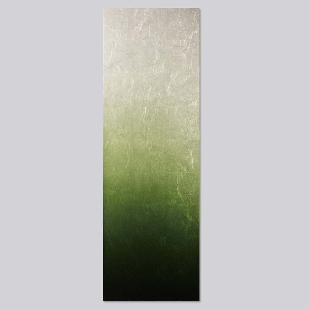 Suiryoku L Japanese wall art panel ｜wabi sabi Japanese wall decor with green silver leaf
